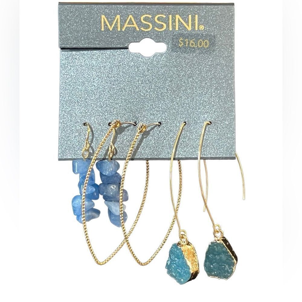 NWT Massini Multi Set Gold Tone and Stone Drop Earrings